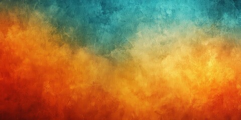 Obraz premium Vibrant abstract painting with gradient transition from warm to cool colors and textured brushstrokes