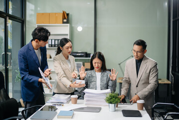 workplace stress and conflict with this intense scene of professionals in a heated office discussion with team member, bad work