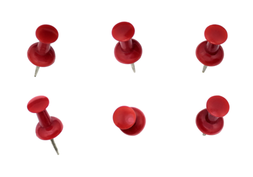 Set of paper pins on transparent background png file