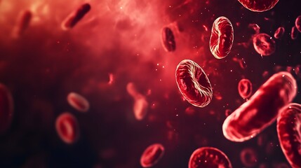 Microscopic view of red blood cells flowing through bloodstream – vivid and detailed visualization of hematology