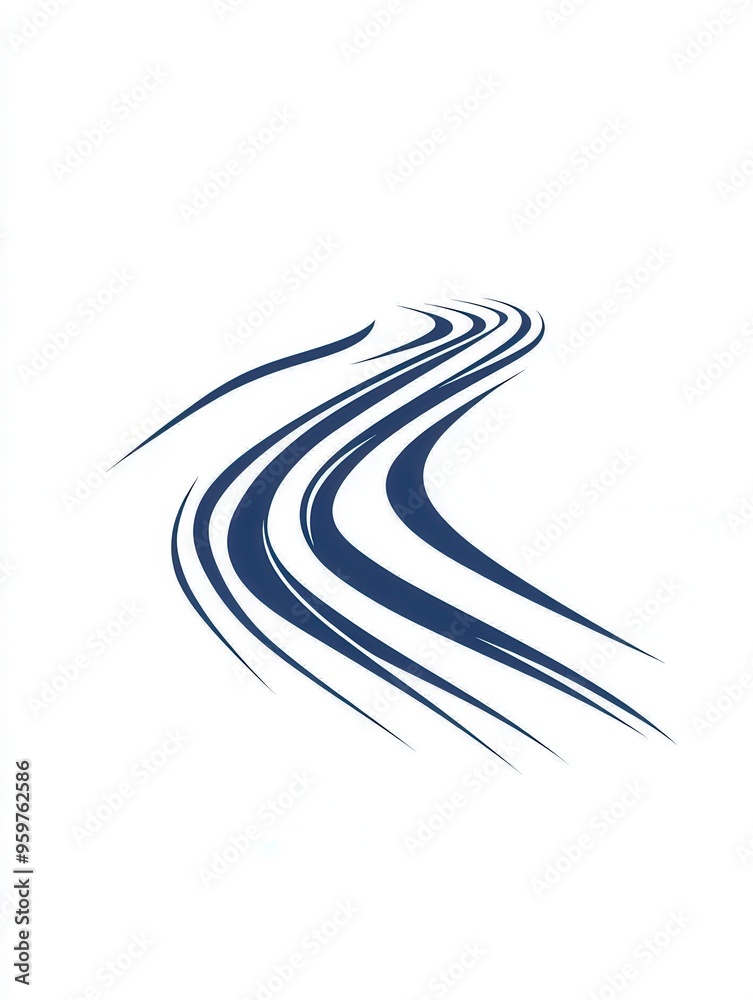 Poster a unique representation of a ski trail in snow, featuring dynamic, smooth lines perfect for winter s