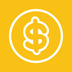 Fototapeta premium Dollar money coin logo icon vector illustration, us dollar symbol in line art style