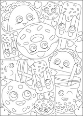 sweet doodle kawaii coloring book page