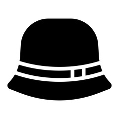 cloche hat, cap, hat, women hat, headwear solid or glyph icon