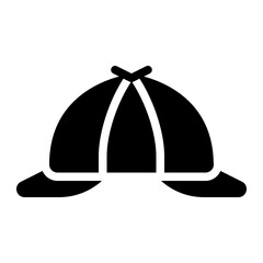 deerstalker hat, detective, hat, cap, headwear solid or glyph icon