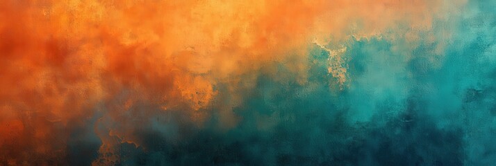 Fototapeta premium Vibrant abstract painting with gradient transition from warm to cool colors and textured brushstrokes