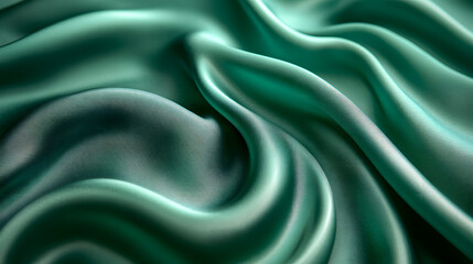 Obraz premium Luxurious silk fabric in emerald green, smooth and shiny, with a rich and elegant texture.