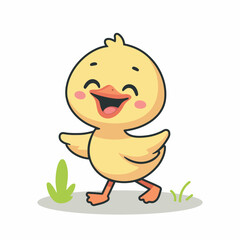 Happy cute little duck cartoon flat design vector illustration