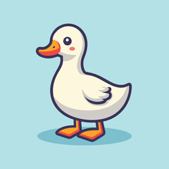 Happy cute little duck cartoon flat design vector illustration