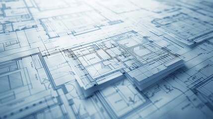 A stack of architectural blueprints showcasing various house floor plans. The blueprints are neatly arranged, highlighting the detailed design and planning required for home construction projects.