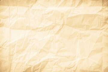 Old paper vintage texture surface for background. Recycle pale brown paper crumpled texture, Cream color recycled kraft paper texture blank with copy space for text.
