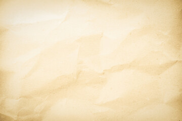 Old paper vintage texture surface for background. Recycle pale brown paper crumpled texture, Cream color recycled kraft paper texture blank with copy space for text.