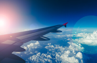 Obraz premium flying and traveling , view from airplane window