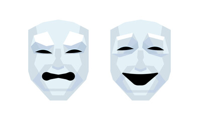 Theatrical Masks Icons. Masks of Sadness and Joy Icons. Flat style. Vector icons.
