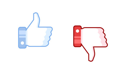 Like and dislike icons. Flat style. Vector icons.