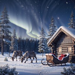 "Enchanted Winter's Night Under the Northern Lights"