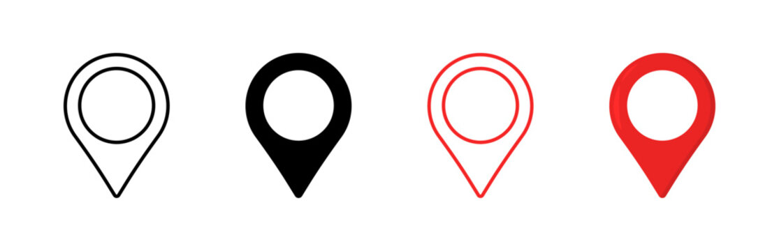 Point of interest set icons. Linear, silhouette and flat style. Vector icons.