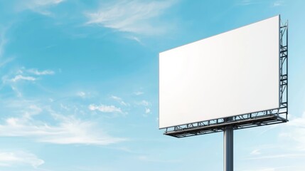 Large empty billboard with industrial scaffolding, set against a bright sky, ideal for outdoor advertising concepts