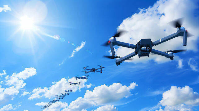 A group of unmanned aerial vehicles is carrying out a complex coordinated mission. Modern technologies