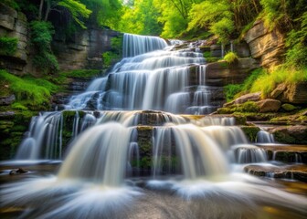 Obraz premium Purlingbrook Falls in June abstract composition, blurred motion, emphasized water texture
