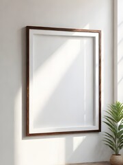 Mockup frame close up on the wall in the morning, mockup frame design, frame mockup