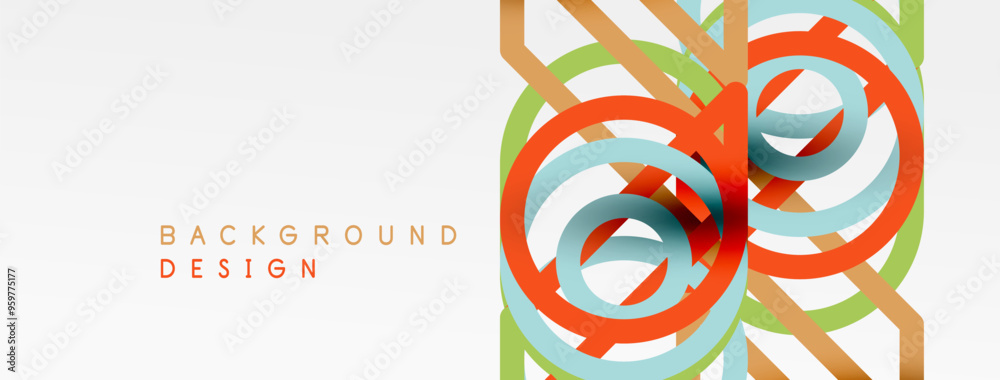Poster abstract background - colorful circle lines technology or business digital template
