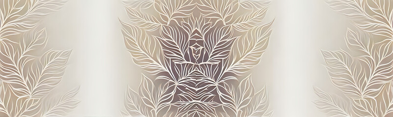 Geometric and floral wallpaper in shades of beige, gray, white - generative AI