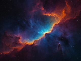 a cosmic background featuring a nebula formed with gradient mesh