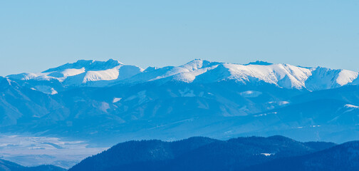 Highest part of Nizke Tatry mountains from Stoh hill in winter Mala Fatra mountains in Slovakia © honza28683