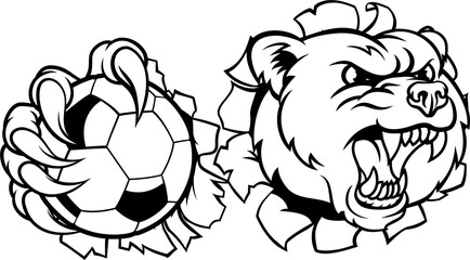 Bear Soccer Football Claw Grizzly Animal Mascot