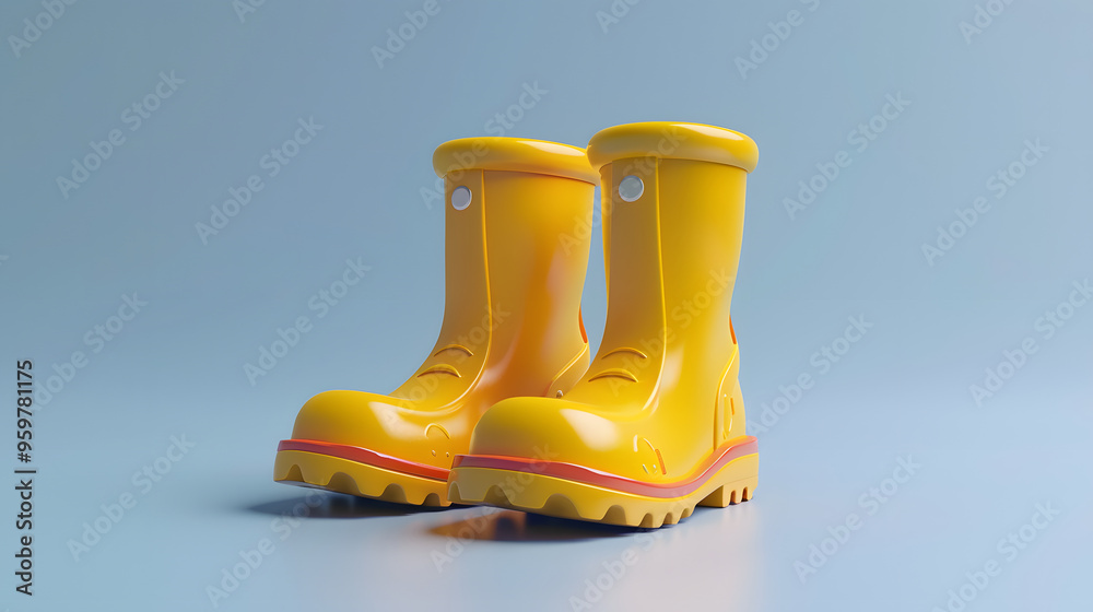 Poster Rain Boots rain elements icon 3D Cartoon