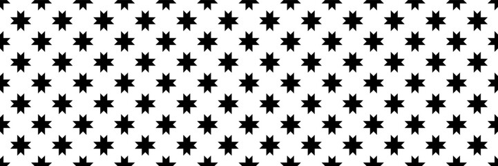 horizontal seamless of black serrated star design for pattern and background.