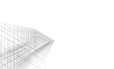 Architectural 3d drawing on white background