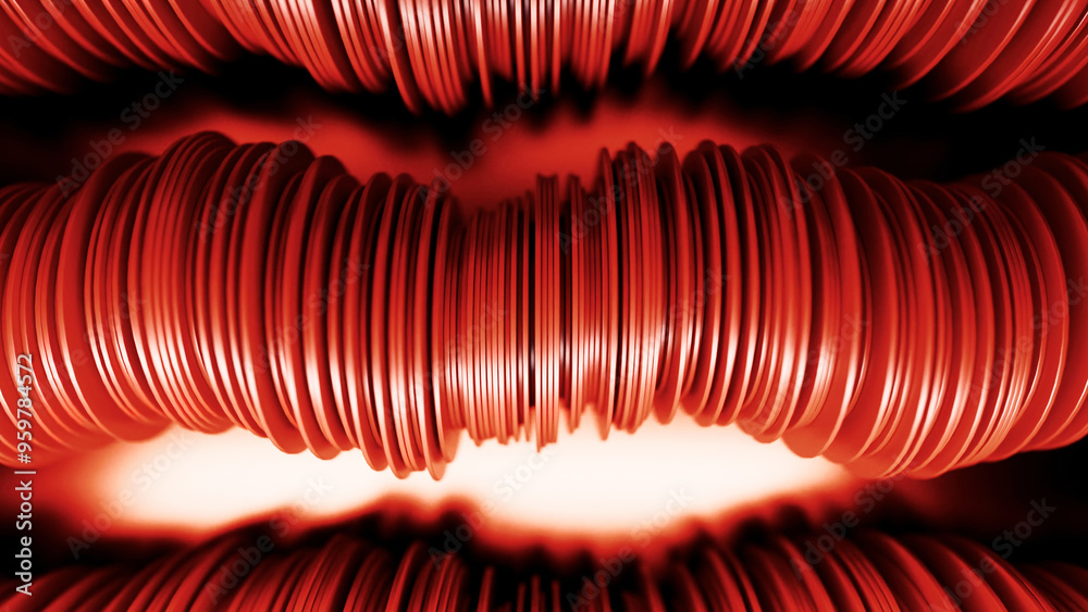 Poster abstract 3d geometric towers of flat objects on light background. design. abstract animation with di