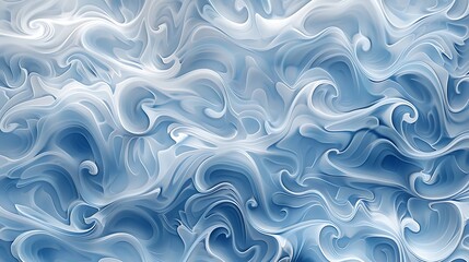 Fototapeta premium A seamless pattern of abstract waves and swirls, flowing across the wallpaper in soothing blue tones, evoking a calming ocean-inspired design. 8k UHD, suitable for high-quality printing or digital 