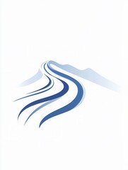 Naklejka premium The artwork features an abstract interpretation of a ski trail winding through snow, emphasizing fluid movement in winter. Generative AI