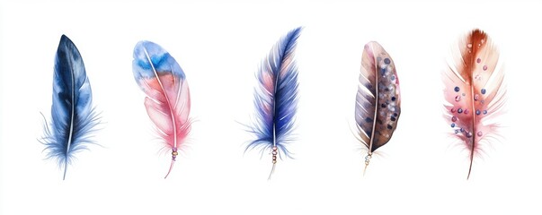 Boho feather hair accessory featuring delicate feathers and beads, isolated on a white background.