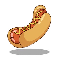 Hotdog Food Floating Cartoon JPEG Icon Illustration with white background