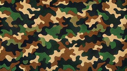 Naklejka premium Stylish camouflage pattern in green, brown, and tan colors with a textured surface