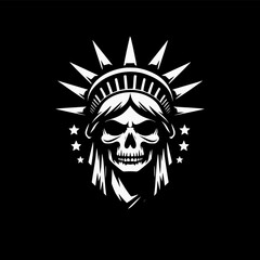 liberty skull silhouette vector logo design