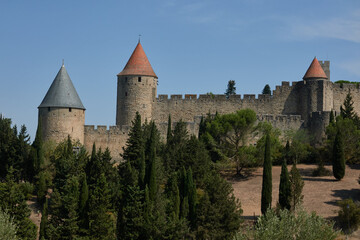 Carcassonne, a hilltop city in the Languedoc area of ​​southern France, is famous for its medieval citadel, La Cité, with several observation towers and double-walled fortifications.