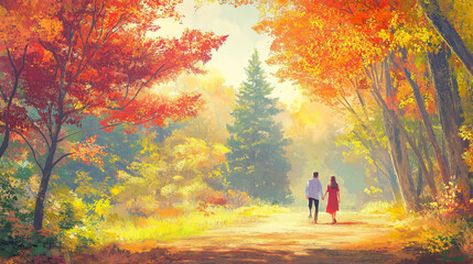 Fototapeta premium Take family and loved ones on a journey through the beautiful changing forests.