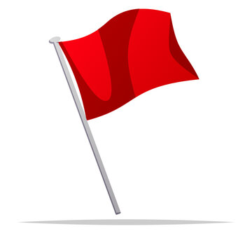 Red flag with pole vector isolated illustration