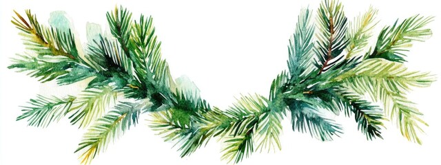 Elegant Watercolor Evergreen Branches for Seasonal Decor and Botanical Inspiration