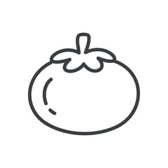 Cute tomato icon. Hand drawn monochrome illustration of a vegetable isolated on a white background. Vector 10 EPS.