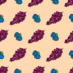 Seamless vector pattern with bright summer berries. Wallpaper, scrapbooking paper and wrapping paper design
