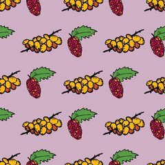 Seamless vector pattern with bright summer berries. Wallpaper, scrapbooking paper and wrapping paper design