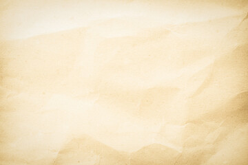 Old paper vintage texture surface for background. Recycle pale brown paper crumpled texture, Cream color recycled kraft paper texture blank with copy space for text.