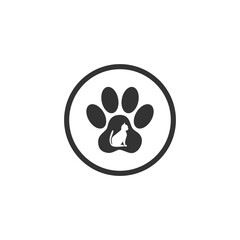 Animal paw print cat icon isolated on transparent background