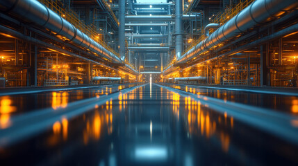 Obraz premium Offshore oil platform pipework, showcasing the intricate network of pipes and conduits essential for oil extraction and processing